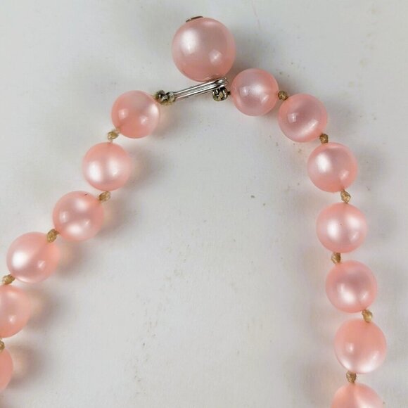 Vintage Light Pink Moonglow Necklace + Earring Set - Picture 5 of 5